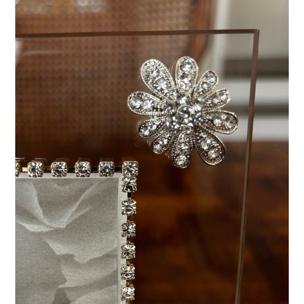 Swarovski Crystal Flower Glass PhotoFrame 4x6 Keepsake Gift Special Occasion NEW - Picture 5 of 12